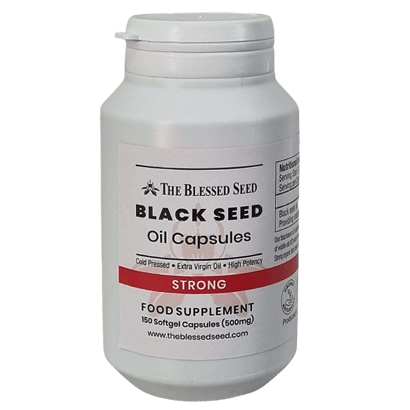 STRONG Black Seed Oil Capsules 150 x 500mg (made with organic strong