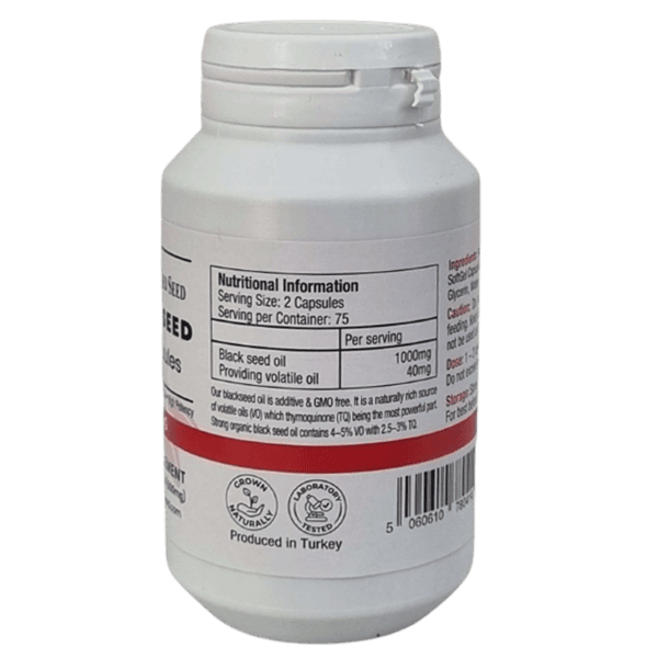 STRONG Black Seed Oil Capsules 150 x 500mg (made with organic strong